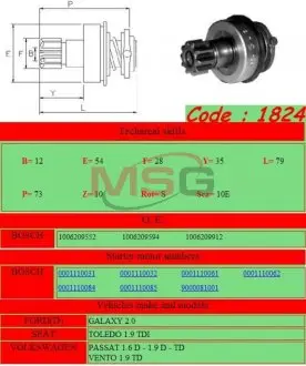 Бендикс стартера Ghibaudi 1824