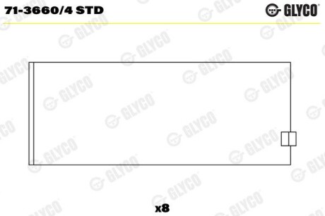 Вкладиши шатунні. man d0824 Glyco 71-3660/4 STD