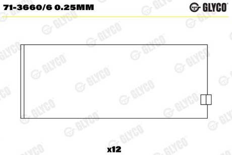 Вкладиши шатунні 0.25 Glyco 71-3660/6 0.25MM