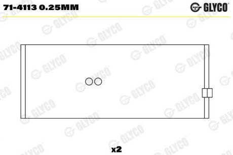 Вкладыши шатунные (1 шея). rvi midr 06.35.40 Glyco 71-4113 0.25MM