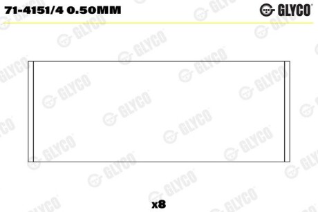 Подшипник скольжения pl 0,50 1,8td Glyco 71-4151/4 0.50MM