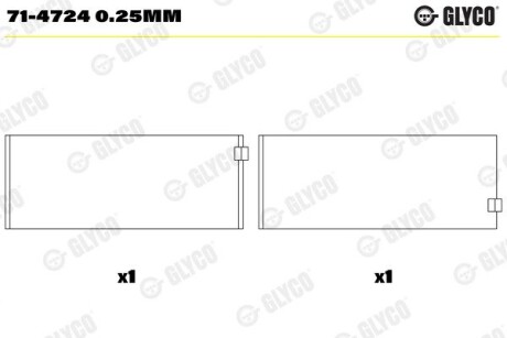 Вкладиші шатунні 0,25 MB OM651.911 SPUTTER Glyco 71-4724 0.25MM