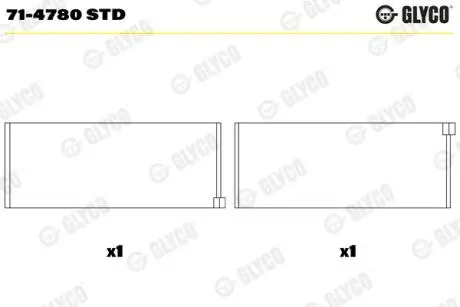 Вкладыши шатунные на 1 шатун Glyco 71-4780 STD