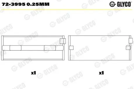Вкладыши Glyco 72-3995 0.25MM