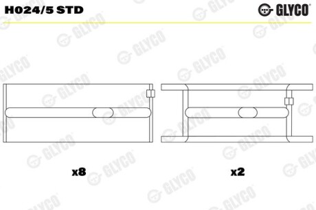 Подшипник скольжения hl/pass-l std 1,0/1,3 Glyco H024/5 STD