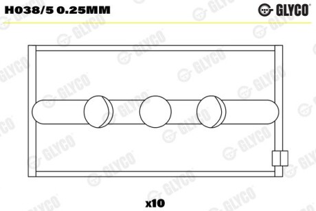 Подшипник скольжения hl 0.25mm Glyco H038/5 0.25MM (фото 1)