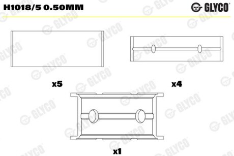 Вкладыши коренные Glyco H1018/5 0.50MM