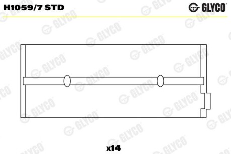 Вкладыши коренные. scania ds11/dsc11 Glyco H1059/7 STD