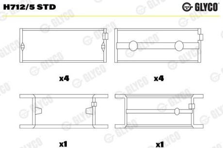 Вкладыши коренные mb om314 Glyco H712/5 STD