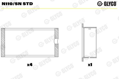 Вкладыши распредвала. MAN/MB D2538/D2848/OM402/OM422/OM442 Glyco N110/5N STD