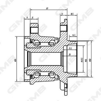 NISSAN Ступица задн. Qashqai 4Х4 1,6dCi 13-, RENAULT Kadjar 4Х4 1,6dCi 15- GMB GH34930 (фото 1)