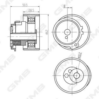 MAZDA Ролик натяжителя ремня 626 1.8 92-,Premacy 99- GMB GTB0870 (фото 1)