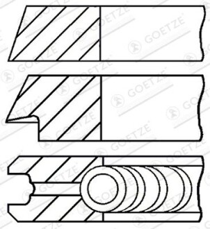 Кольца поршня 1,6-2,2 GOETZE ENGINE 08-109407-10