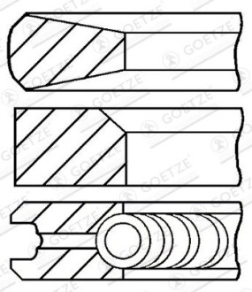 Кольца поршневые, CITROEN C25, CX, PEUGEOT J5, 2.5, 83-94 GOETZE ENGINE 08-152900-00