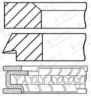 Кольца поршня 1,1 89- GOETZE ENGINE 08-154300-00