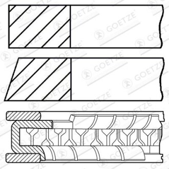 Комплект колец на поршень GOETZE ENGINE 08-374407-00