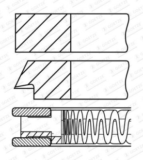 Комплект колец поршневых 79,50 mm GOETZE ENGINE 08-443700-00