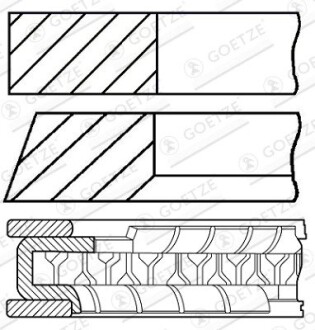 Кольца поршня 69.50 d4f 1,2 16v 00- GOETZE ENGINE 08-450007-10