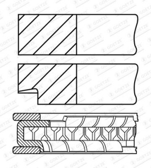 Кольца поршневые GOETZE ENGINE 08-452200-00