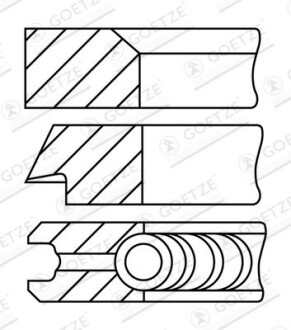 Кольца поршневые на 1 цилиндр GOETZE ENGINE 08-782500-10