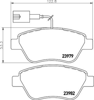 Тормозные колодки перед. doblo 01- (bosch) (122.8x53.6) HELLA 8DB355012-841