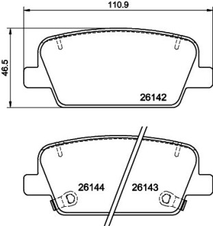 Гальмівні колодки дискові Hyundai Santa Fe 2.0D/2.2D/2.4 07.18- HELLA 8DB 355 040-081 (фото 1)