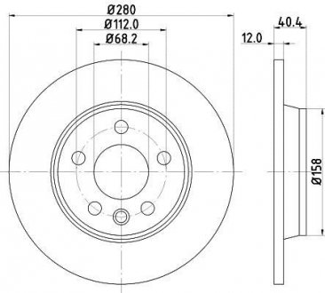Тормозной диск зад. t4 91-03 (r15) HELLA 8DD355105-611 (фото 1)