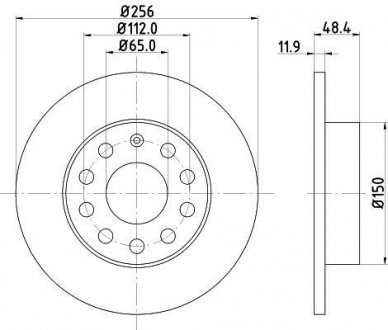 Тормозной диск зад. Caddy III (260x12) HELLA 8DD 355 109-641
