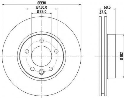 Тормозной диск перед. touareg/cayenne 330mm 3.0-4.2 02- (pro) правый HELLA 8DD 355 109-741