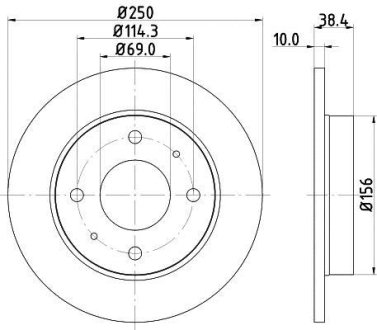 PRO MITSUBISHI Гальмівний диск задн. COLT CZC VI 1.5 06, COLT VI 1.1, 1.3, 1.5 04-, SMART HELLA 8DD 355 111-531 (фото 1)