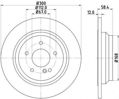 Тормозной диск зад. w221/c216/r230 04-13 2.0-6.0 (pro) HELLA 8DD355115-411 (фото 1)