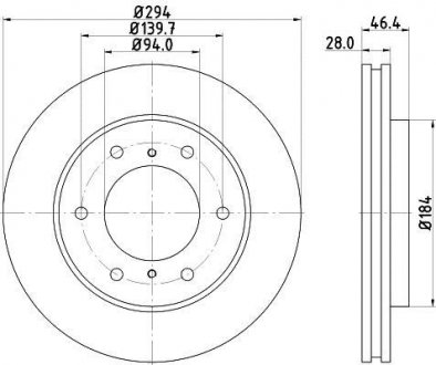 Тормозной диск перед. l200/pajero sport 05- 2.4-3.5 (pro) HELLA 8DD355115-731