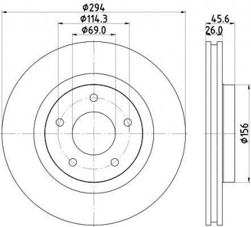 Тормозной диск перед. c4/compass/patriot/asx/outlander/4008 06- 1.6-3.6 (pro) HELLA 8DD355115-911 (фото 1)