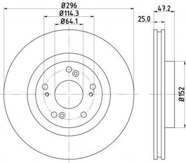 Тормозной диск перед. accord viii 08- 2.0-2.4 296mm HELLA 8DD355116-101
