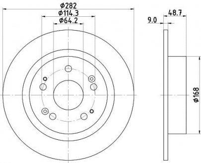 Тормозной диск зад. accord viii 08- 2.0-2.4 282mm HELLA 8DD355116-521 (фото 1)