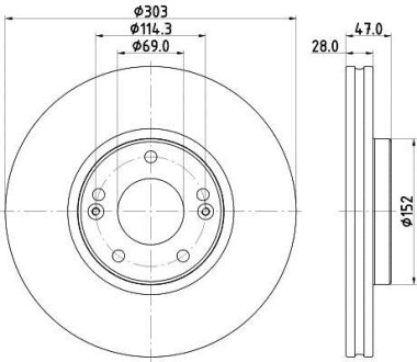 PRO HYUNDAI Гальмівний диск передн. GRANDEUR 2.2, 2.4, 3.3, KIA HELLA 8DD 355 122-501 (фото 1)