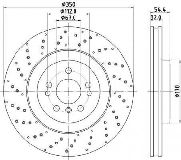 Db Тормозной диск передний gle w166 11- HELLA 8DD 355 122-541 (фото 1)