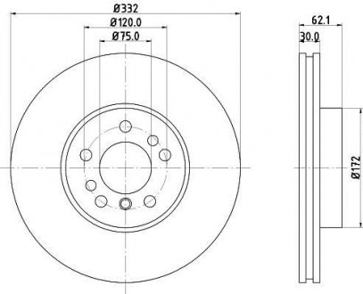 Тормозной диск пер. E83/E53 01-11 (PRO) HELLA 8DD355127-631