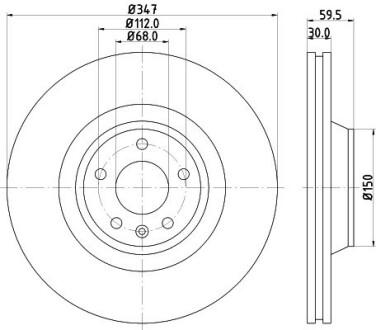 (High Carbon)Диск гальмівний перед. Audi A6, A6 Allroad 2.0-4.2 05.04-08.11 HELLA 8DD 355 128-311 (фото 1)