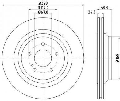 Тормозной диск зад. w221/c216 05-13 2.2-5.5 (pro) hc HELLA 8DD355128-751 (фото 1)