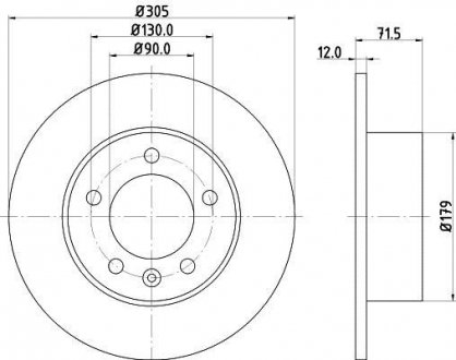 RENAULT диск гальмівний задній High Carbon Master 10-, OPEL Movano HELLA 8DD 355 129-201 (фото 1)
