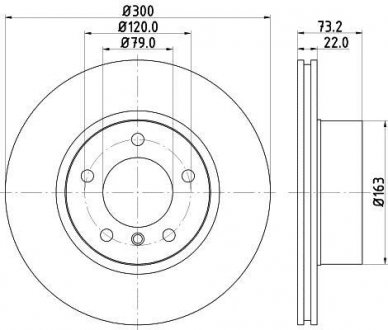 Гальмівний диск передній BMW 1/2/3/4 1,8-2,0 10- (300x22) HELLA 8DD 355 129-401 (фото 1)