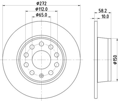 PRO VW диск гальм. задн. T-ROC, AUDI, SKODA HELLA 8DD 355 131-811