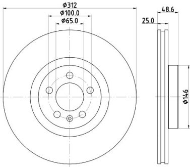 PRO VW Гальмівний диск передн. POLO VI 17- HELLA 8DD 355 132-011 (фото 1)