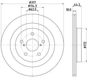 PRO TOYOTA Гальмівний диск задн. RAV 4 V 18- HELLA 8DD 355 134-961