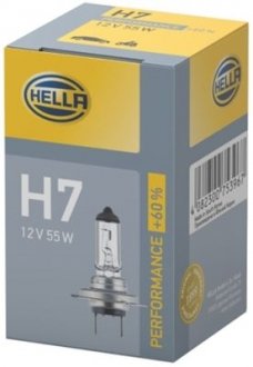 Лампа розжарювання H7 12V 55W +60% HELLA 8GH 223 498-231 (фото 1)