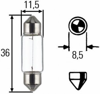 C5W 12V 5W Лампа розжарювання (блістер 2 шт) STANDARD HELLA 8GM 002 092-123 (фото 1)