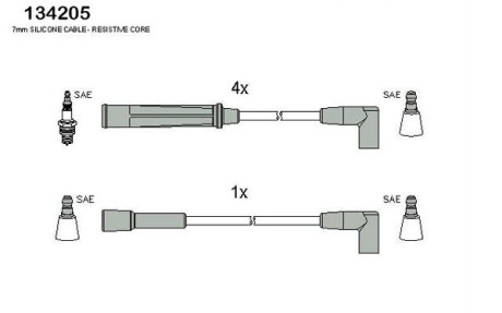 HITACHI OPEL К-кт высоковольтных проводов Kadett E 1.3 HITACHI/HUCO 134205