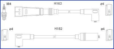 HITACHI VW Комплект проводів високої напруги Golf II,Passat 1.0/1.8 80- HITACHI/HUCO 134704