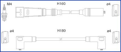 Hitachi vw к-кт высоковольтных проводов golf,passat,caddy,seat HITACHI/HUCO 134705